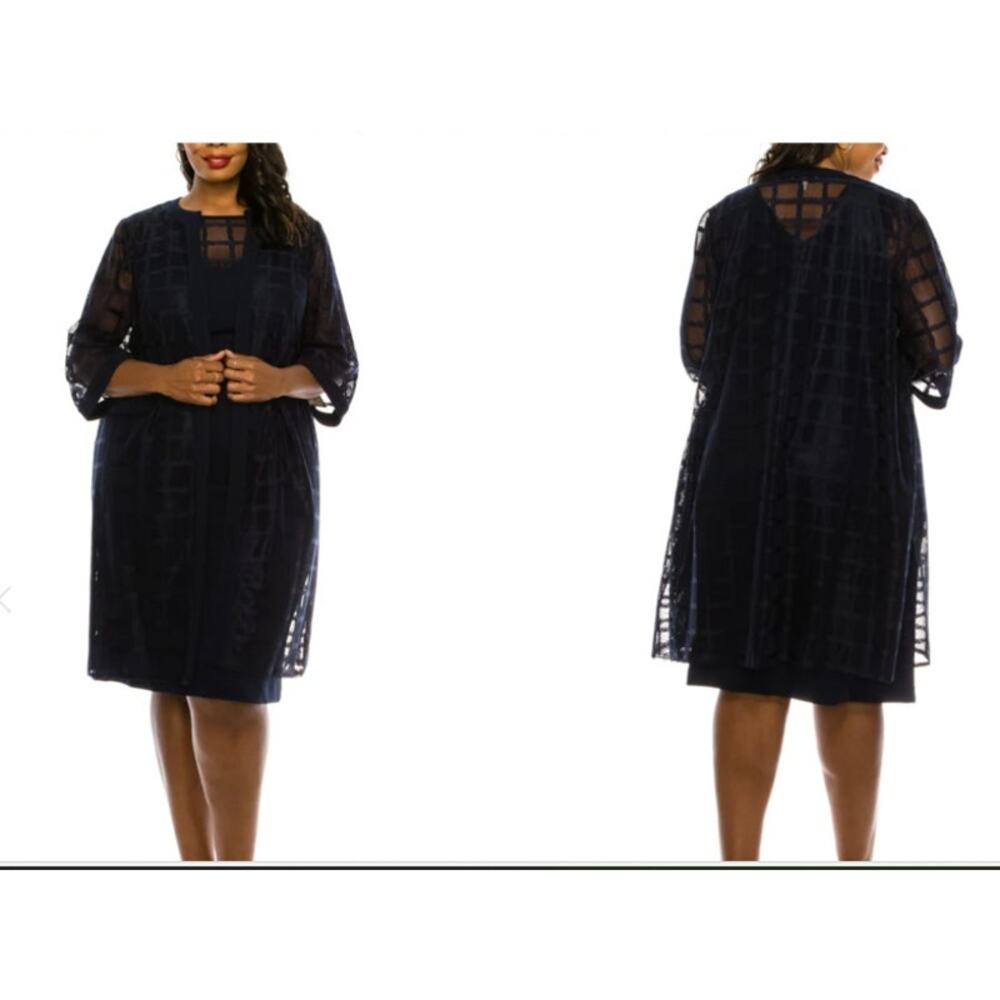 New NWT Maya Brooke Plus Size Short Jacket Size 22‎ Navy Sweater Jacket - Picture 2 of 10